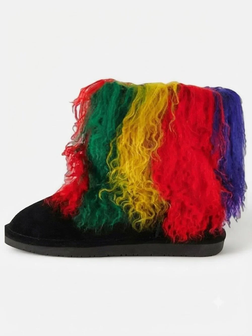 Bearpaw Boo Rasta Tie Dye Shearling Wool Curly Lamb Fur Boho Sherpa Boots 7 NEW